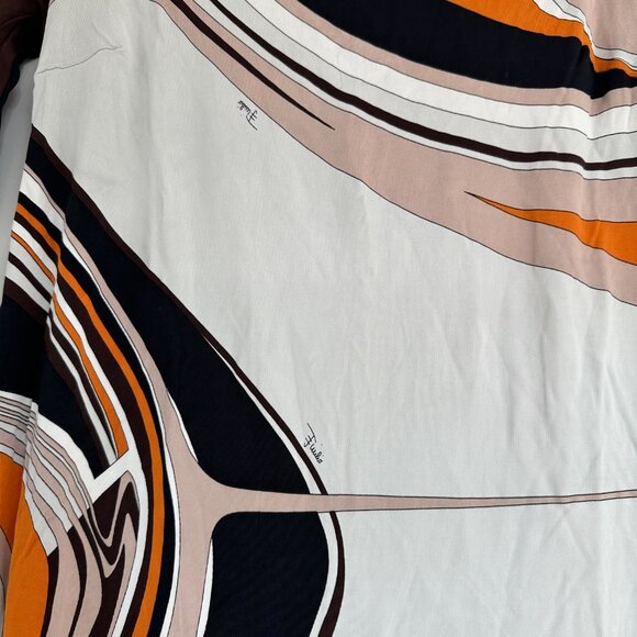 Emilio Pucci Tunic Square Neckline Allover Abstract Print 3/4 Sleeves Sz 6 - Picture 7 of 9